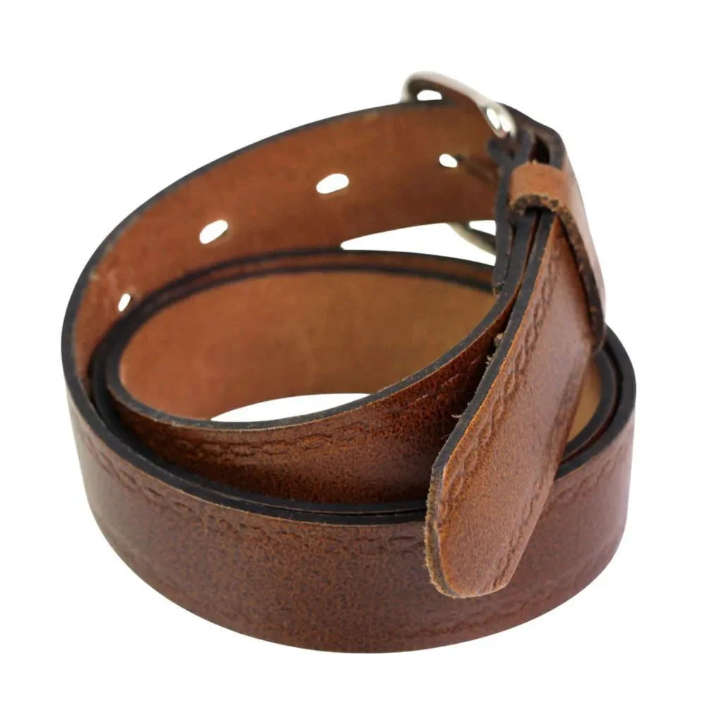 Yves FRANCE TOOLED BROWN GENUINE LEATHER 1 1/8